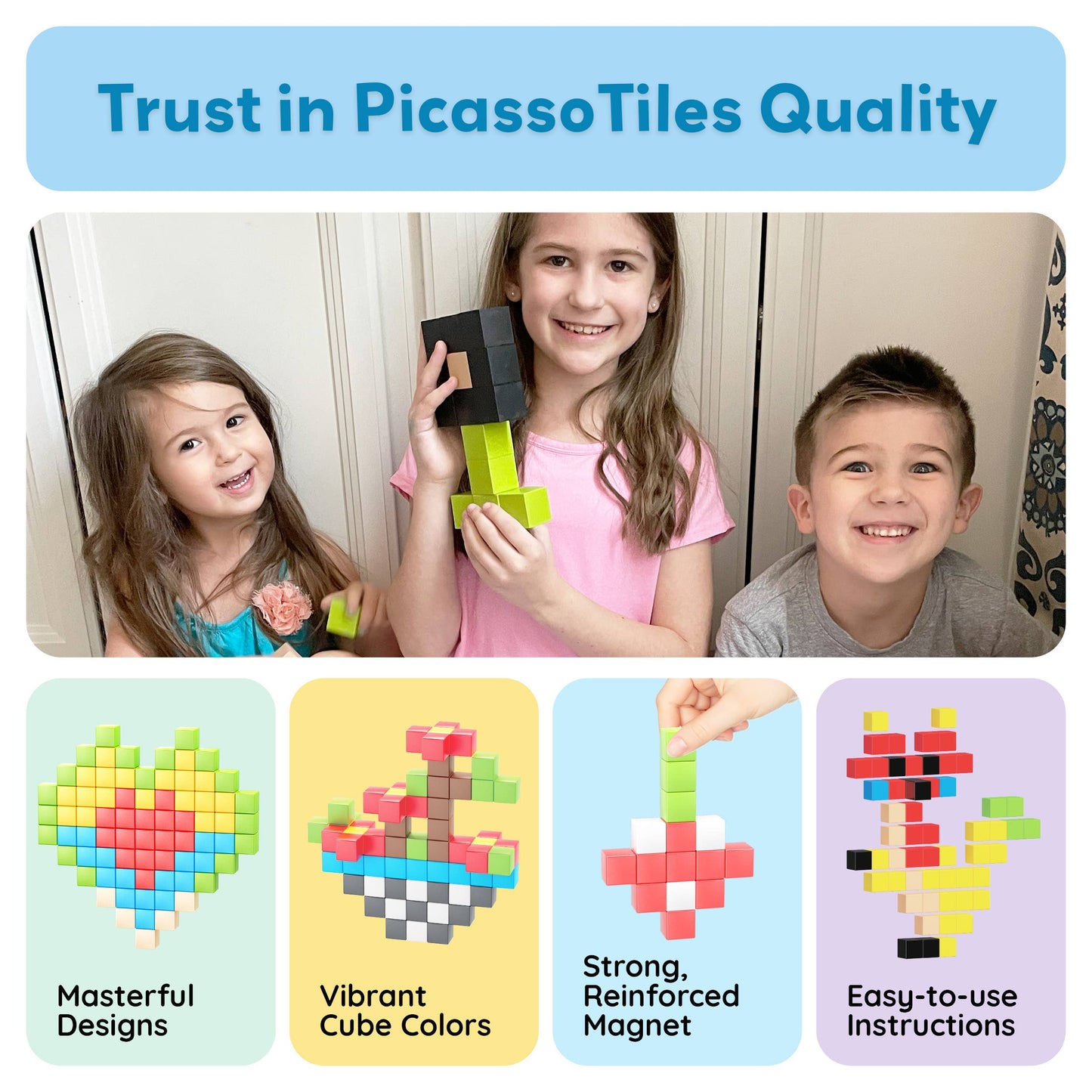 PicassoTiles - PicassoTiles 60pc 1.2" Magnetic Cubes Set