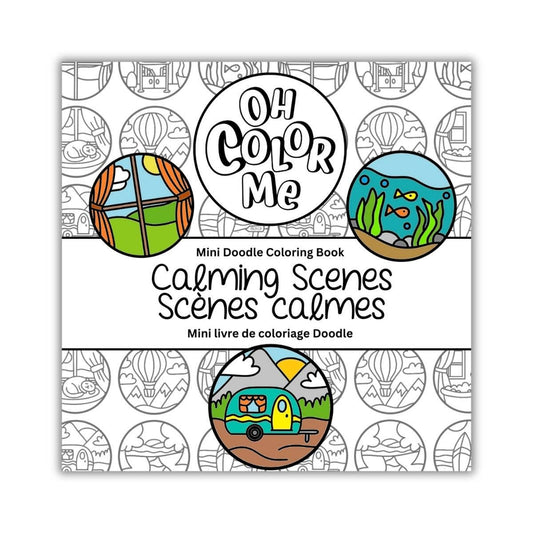 Oh Color Me - Mini Coloring Book Calming Scenes, 4"x4", Small Gifts - Canadian Brand