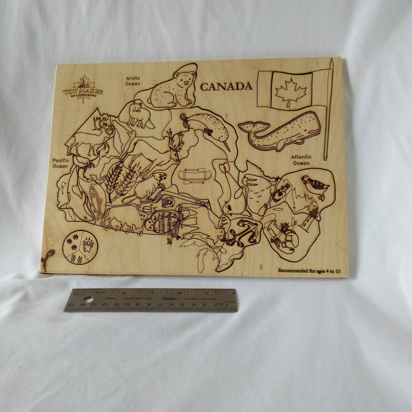 Toy Maker of Lunenburg - Kids Canada Map Puzzle with Native Animals - Made In Canada - High Quality