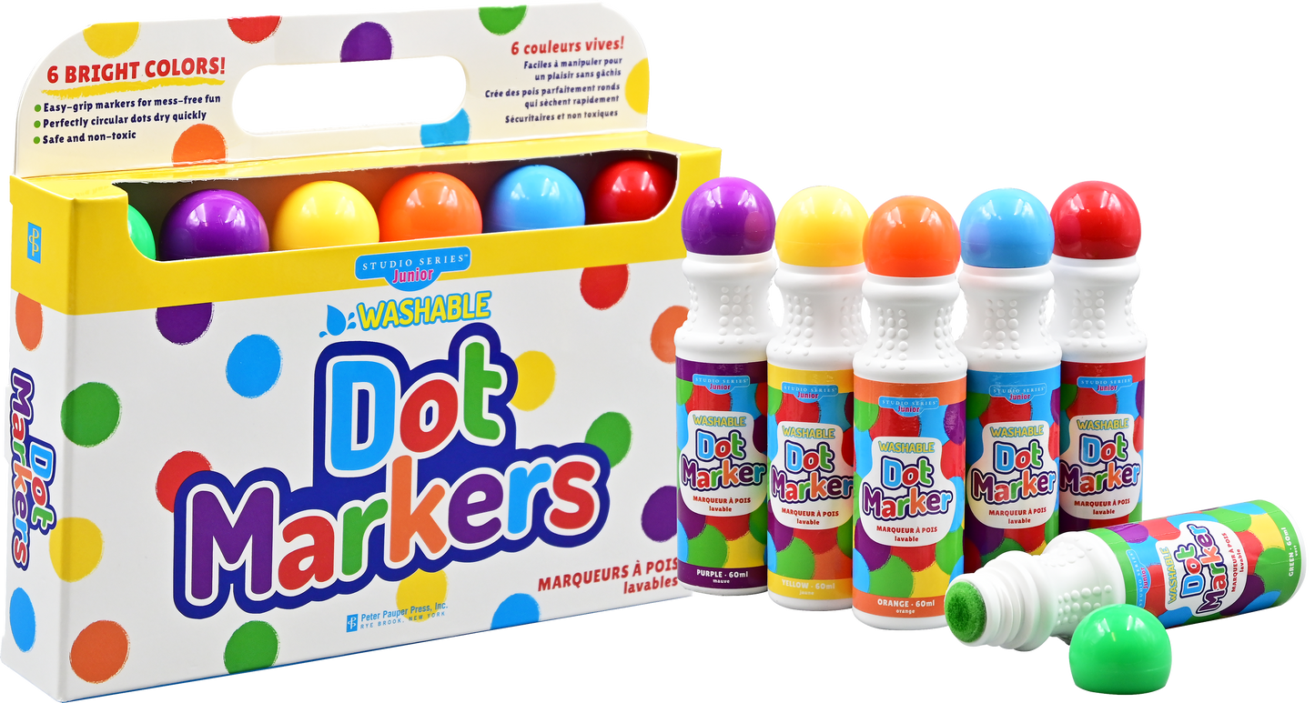 Peter Pauper Press - Studio Series Junior Washable Dot Markers (Set of 6) - Peter Pauper Press - Glee Garden