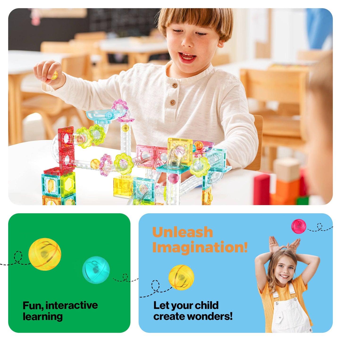 PicassoTiles - 100pc Travel Size Magnetic Marble Run Set - PicassoTiles - Glee Garden