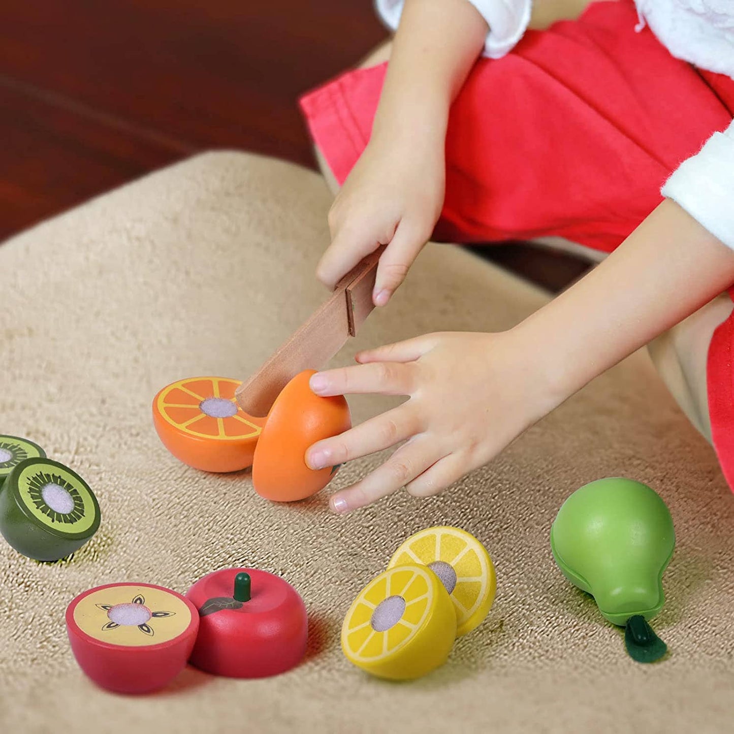 Fun Little Toys - 11 Pcs Wooden Pretend-Play Fruit Cutting Set for Kid Toys - Fun Little Toys - Glee Garden