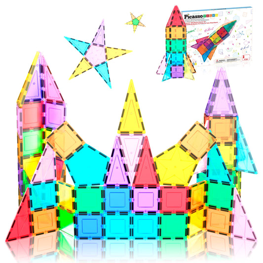 PicassoTiles - PicassoTiles 32pc Rocket Magnetic Tile Building Set