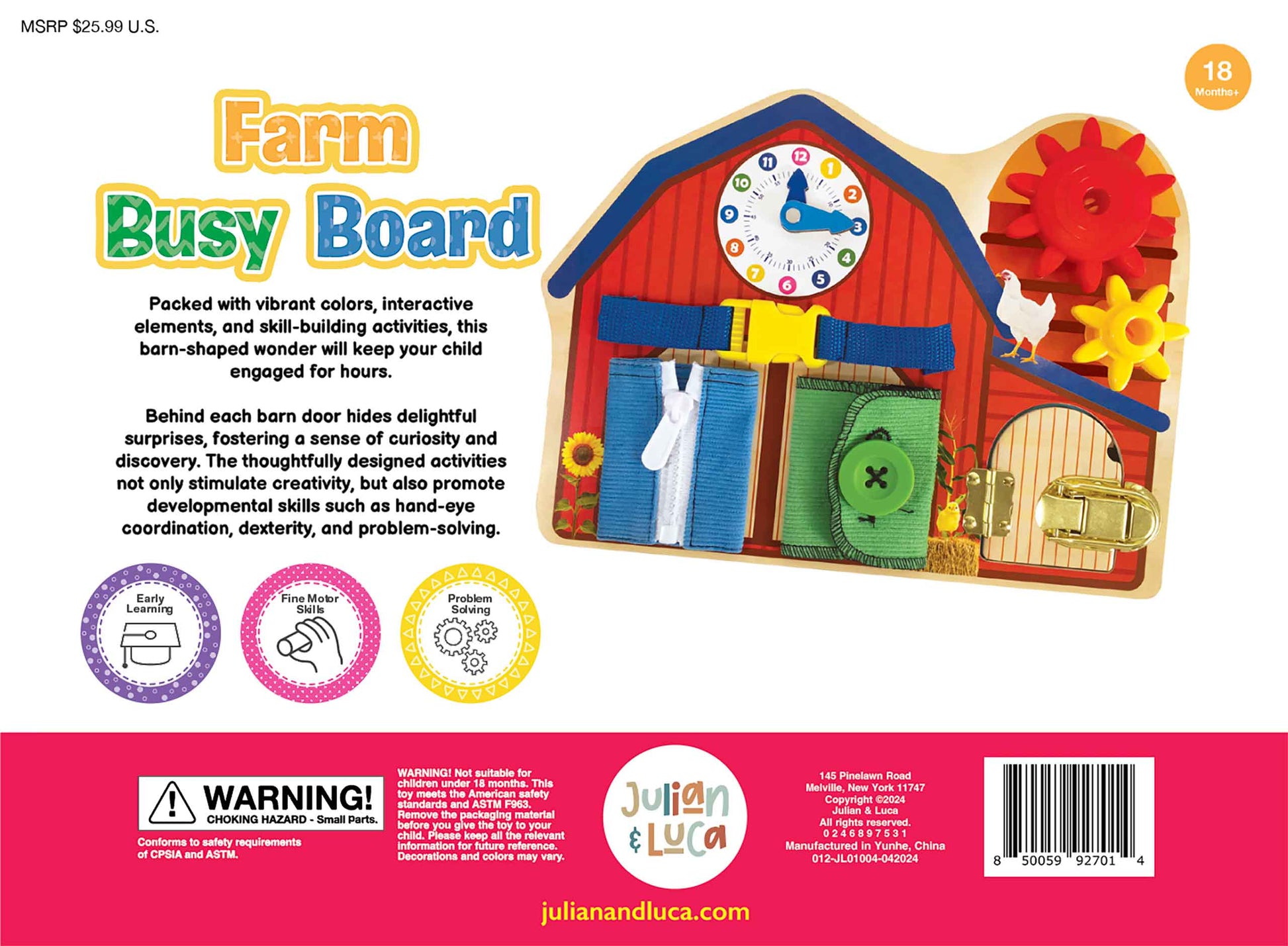 Brilliant Baby Farm Busy Board - Little Hippo Books - Glee Garden