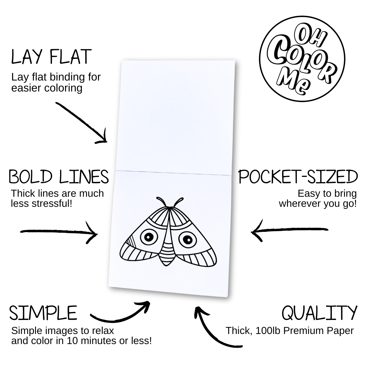 Oh Color Me - Mini Coloring Book Pattern Escape, 4"x4", Small Gifts - Canadian Brand