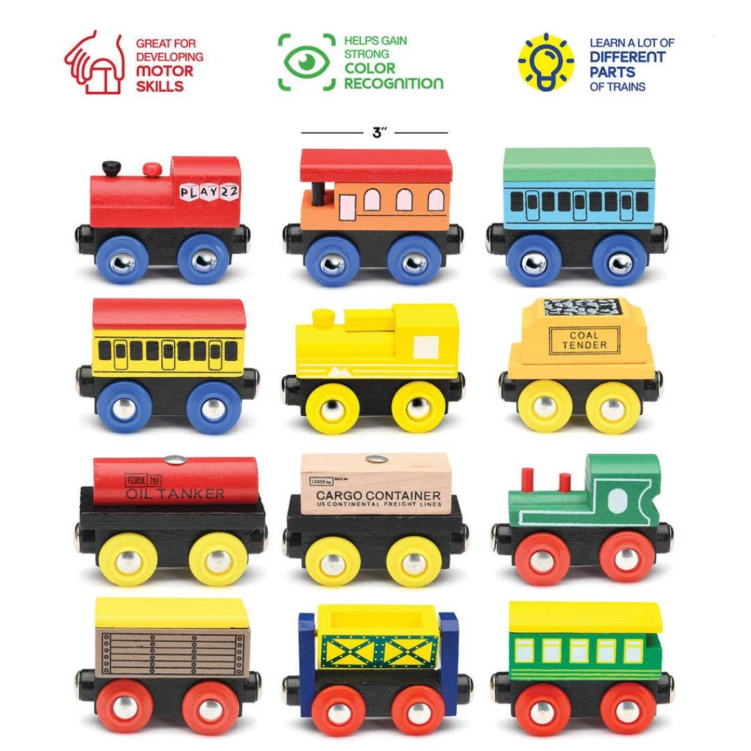 Play22 - Wooden Magnetic Train Set - 12 PCS