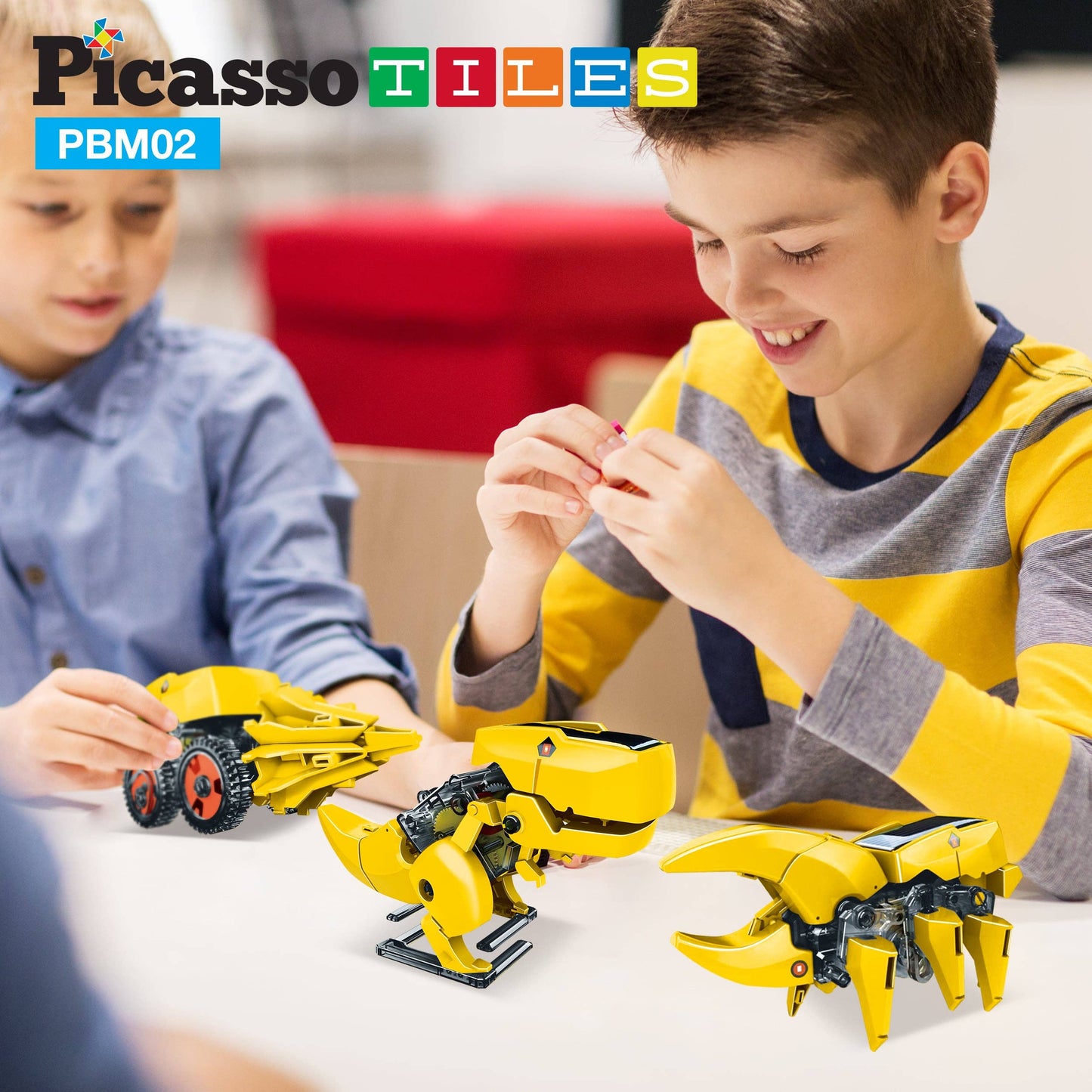 PicassoTiles - PicassoTiles 3-in-1 Solar Powered Dinosaur Robot Kit