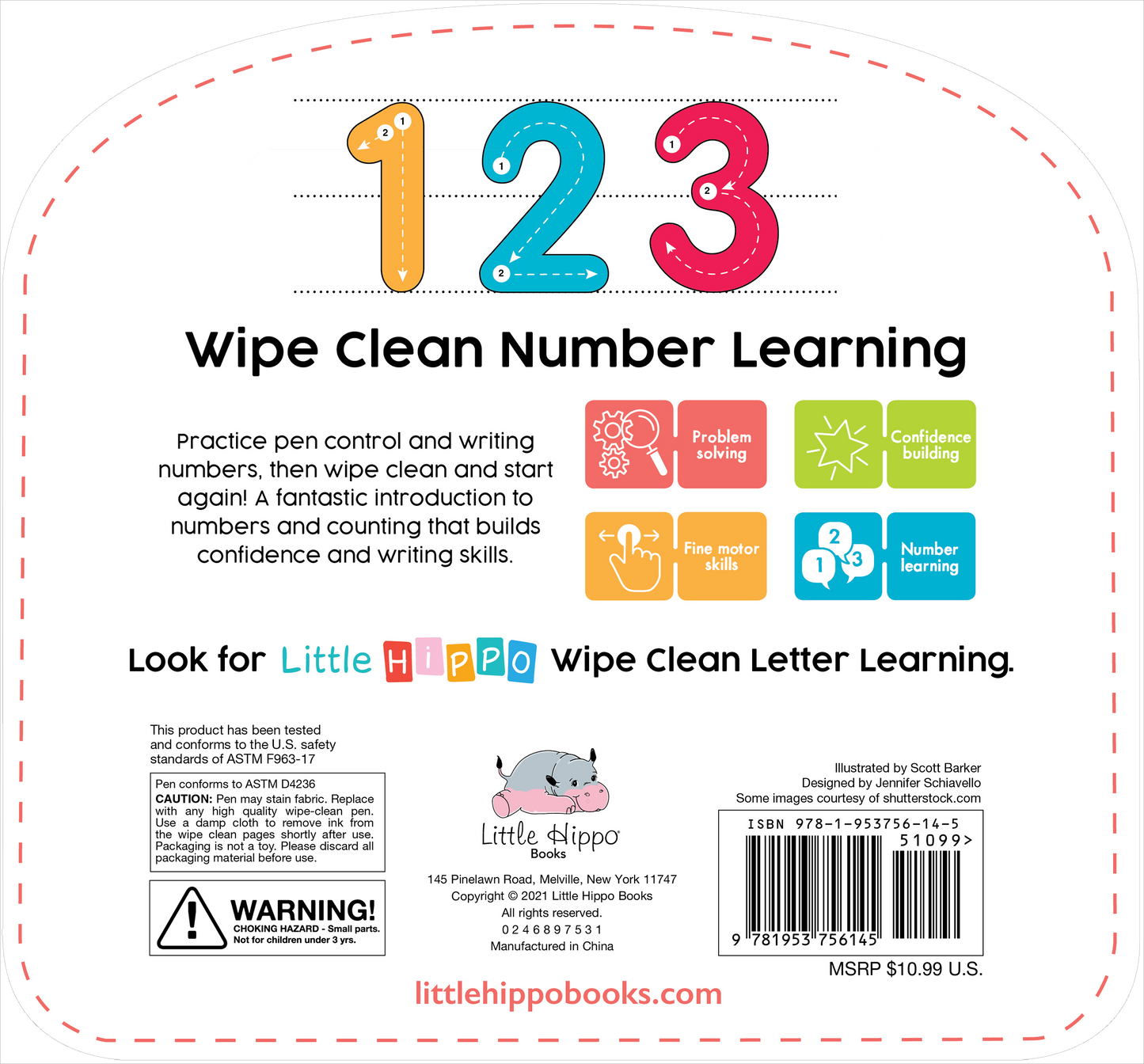 Write & Wipe 123 - Illustrated - Little Hippo Books - Glee Garden