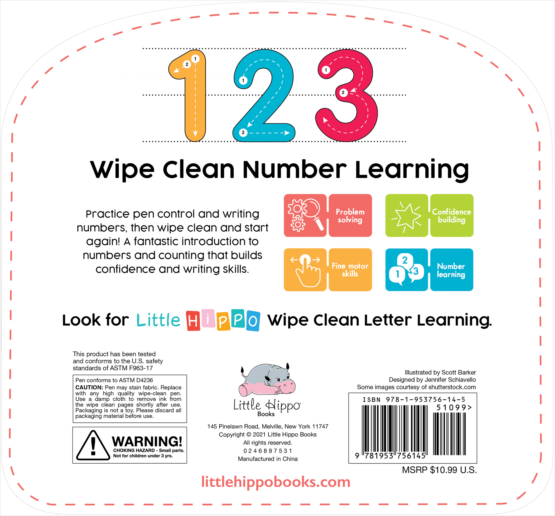 Write & Wipe 123 - Illustrated - Little Hippo Books - Glee Garden