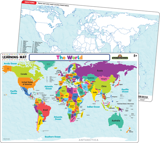Teacher Created Resources - The World Map Learning Mat - Large Table Mat