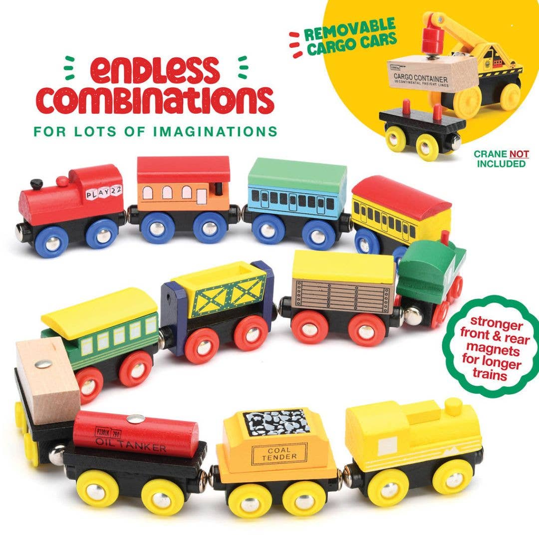 Play22 - Wooden Magnetic Train Set - 12 PCS