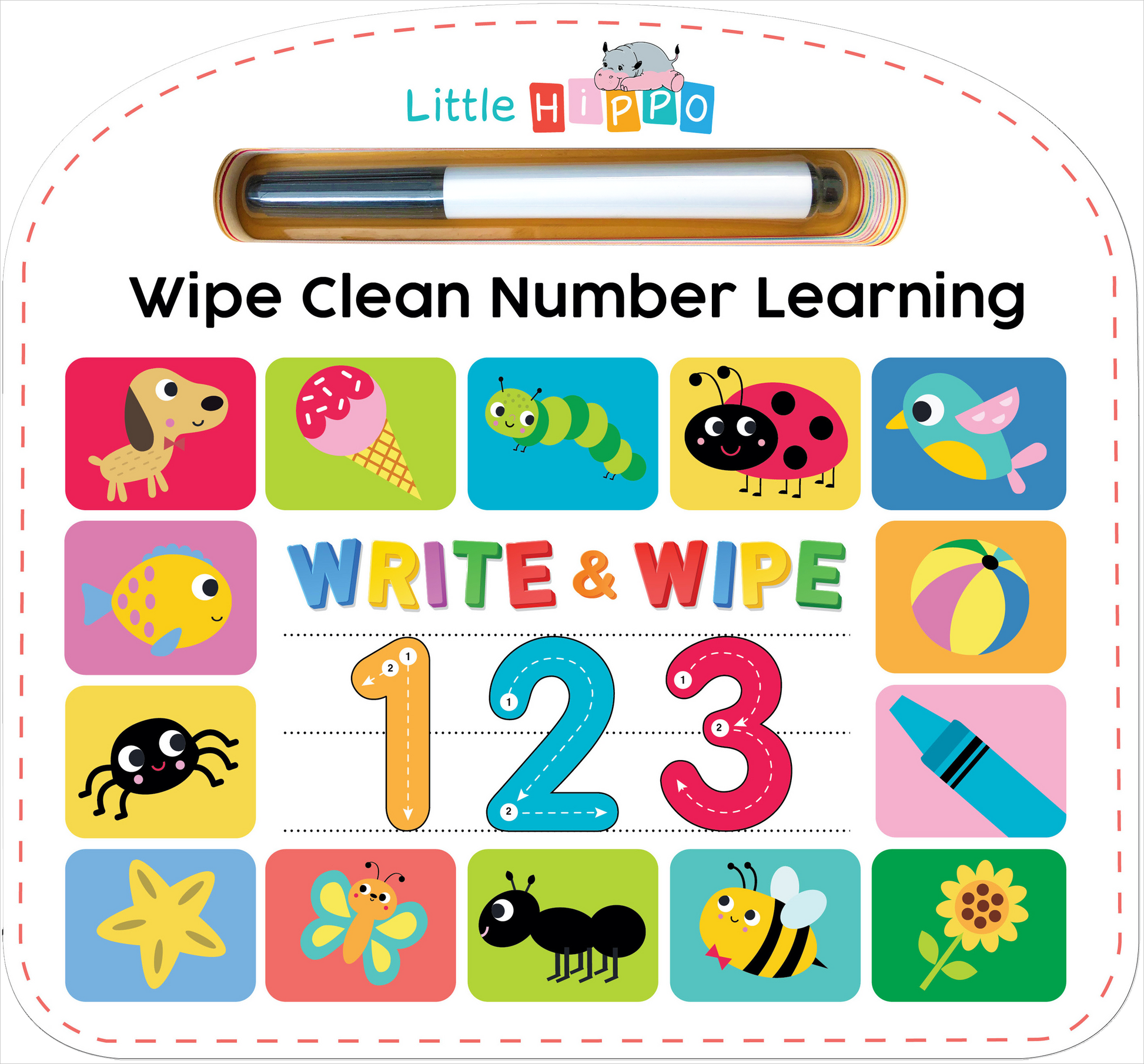 Write & Wipe 123 - Illustrated - Little Hippo Books - Glee Garden