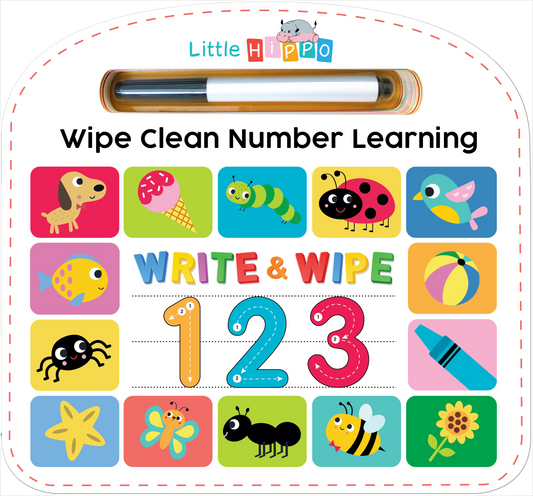 Write & Wipe 123 - Illustrated - Little Hippo Books - Glee Garden