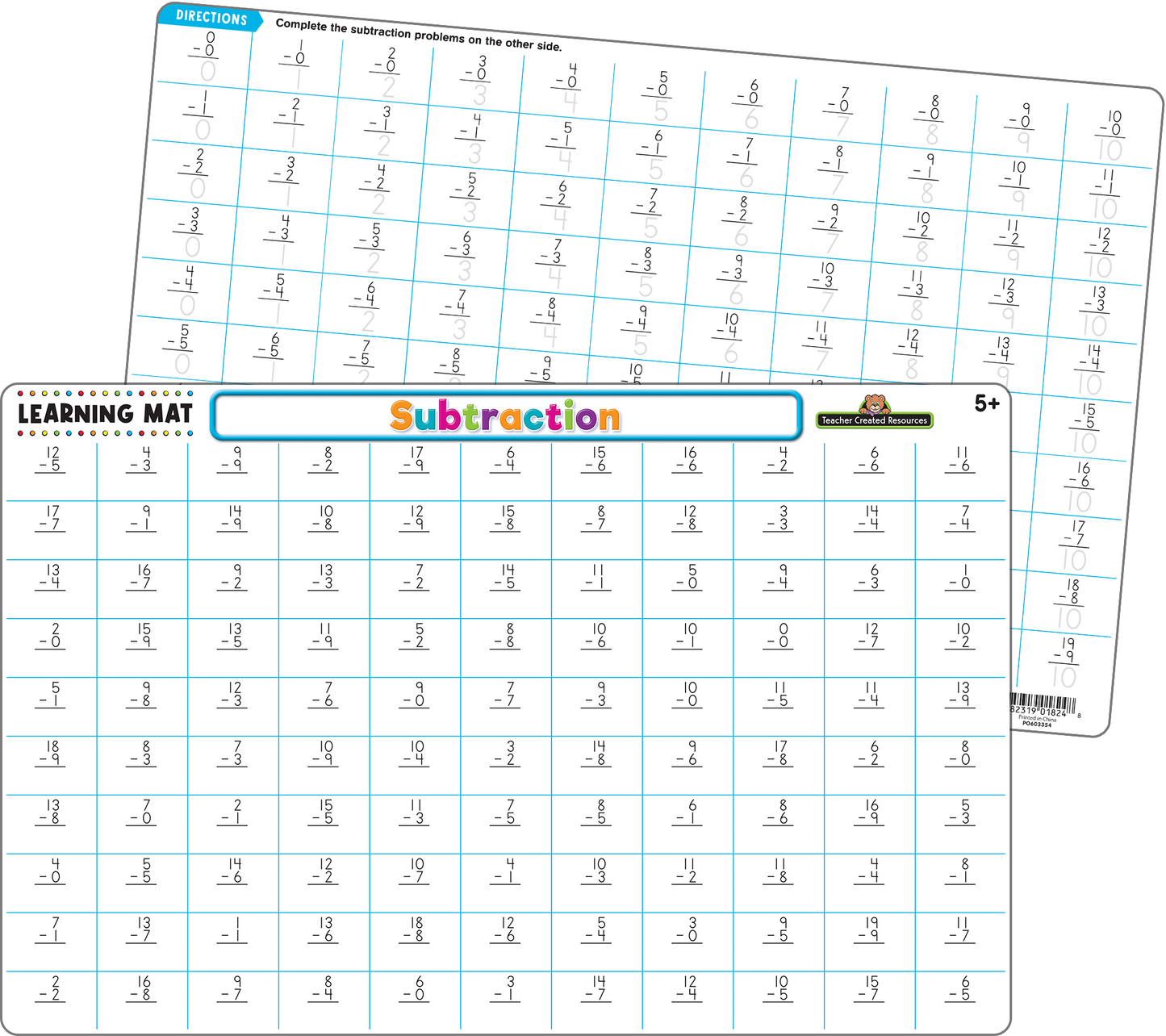 Teacher Created Resources - Subtraction Learning Mat - Large Table Ma