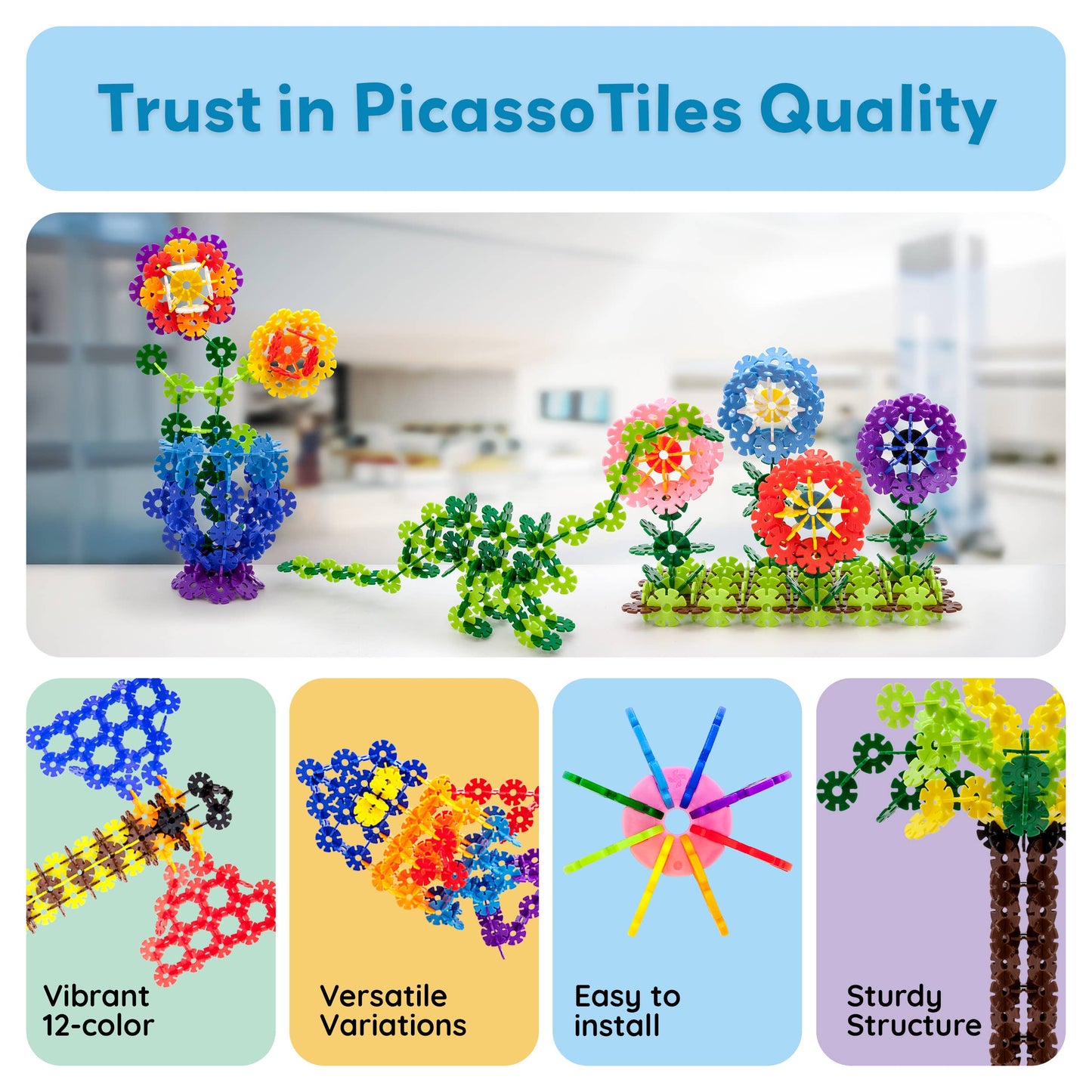 PicassoTiles - PicassoTiles 600pc Building Interlocking Chips