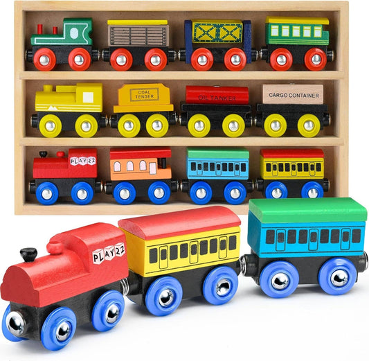 Play22 - Wooden Magnetic Train Set - 12 PCS
