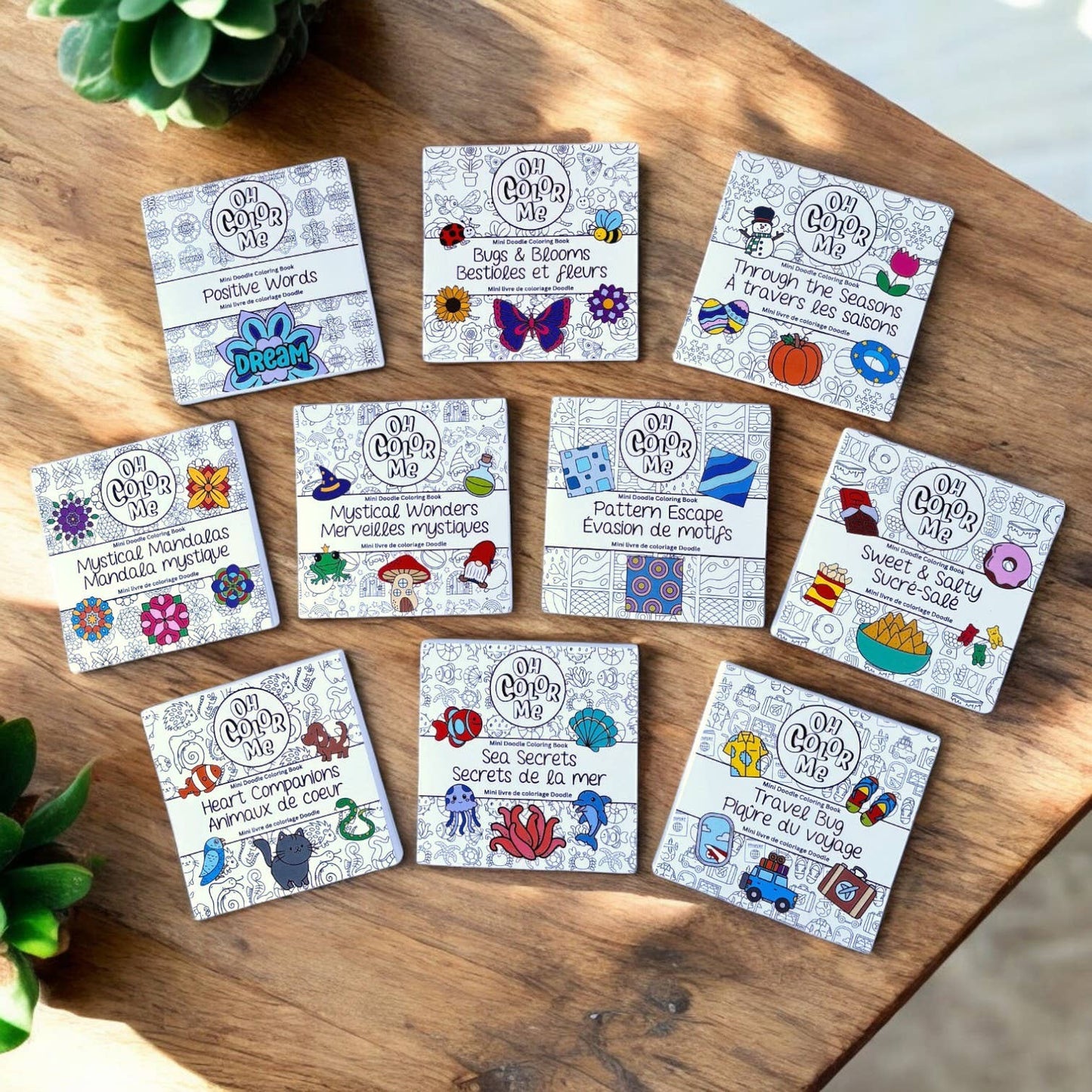 Oh Color Me - Mini Coloring Book Bugs & Blooms, 4"x4", Small Gifts