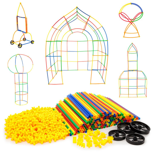 PicassoTiles - PicassoTiles 600pc Straw Building Set