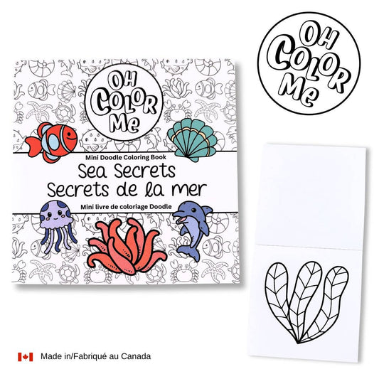 Oh Color Me - Mini Coloring Book Sea Secrets, 4"x4", Small Gifts - Canadian Brand
