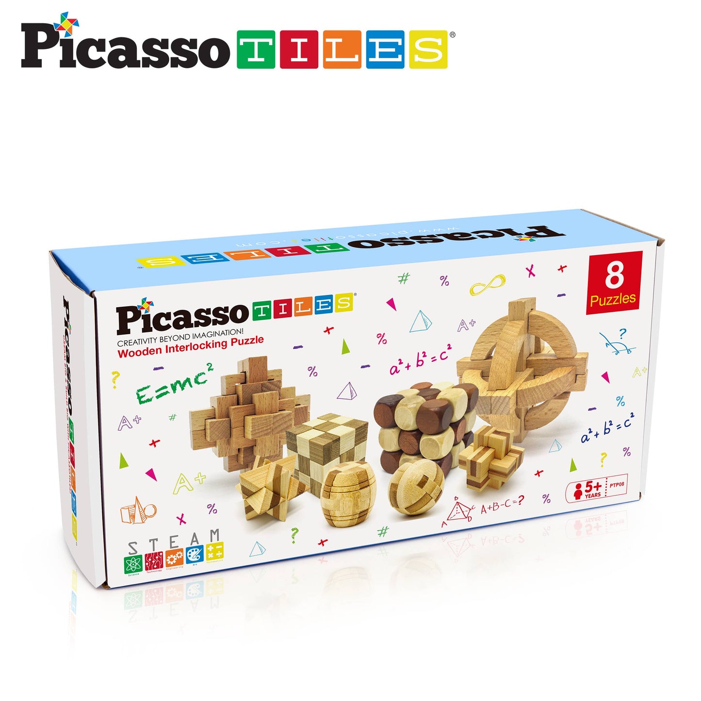 PicassoTiles - PicassoTiles 8PK Wooden Logic Puzzle