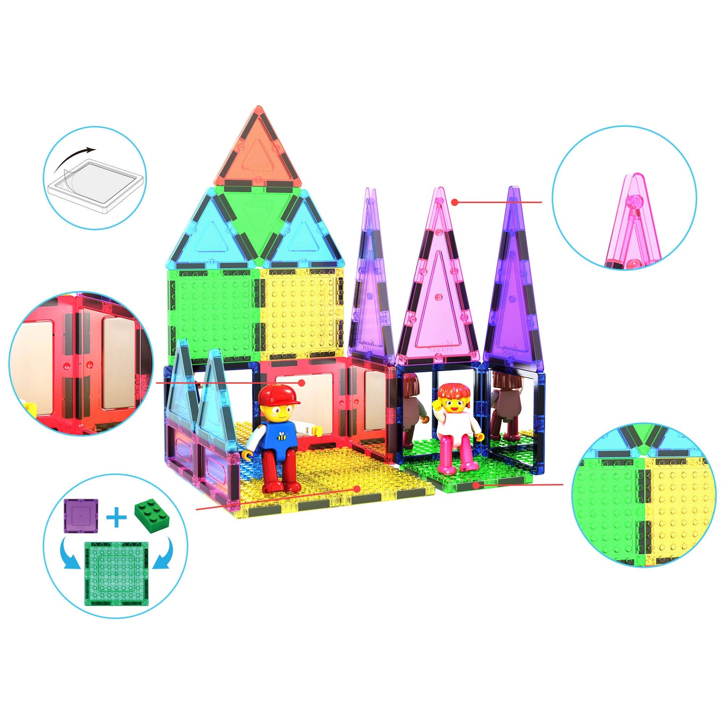 PicassoTiles - PicassoTiles 63pc Brick & Magnetic Tile Building Set