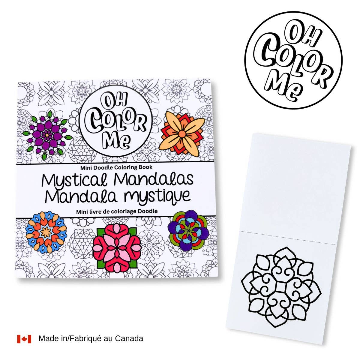 Oh Color Me - Mini Coloring Book Mystical Mandalas, 4"x4", Small Gifts - Canadian Brand