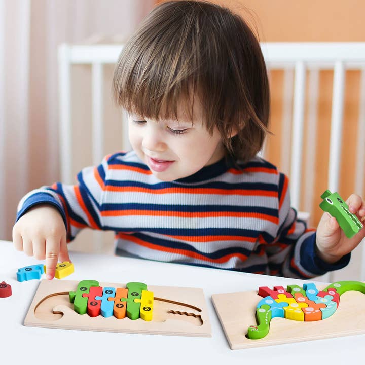 4-Pack Wooden Puzzles For Toddlers Age 2-4 Years Old - Fun Little Toys - Glee Garden