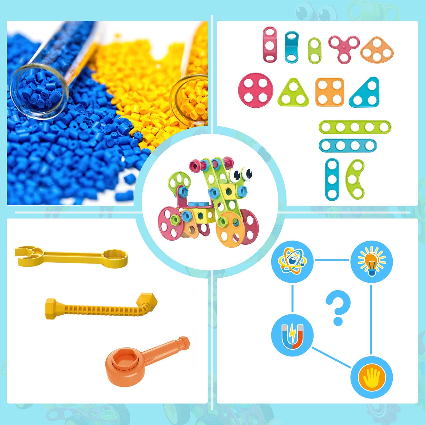 PicassoTiles - PicassoTiles 115pc Engineering Construction Set