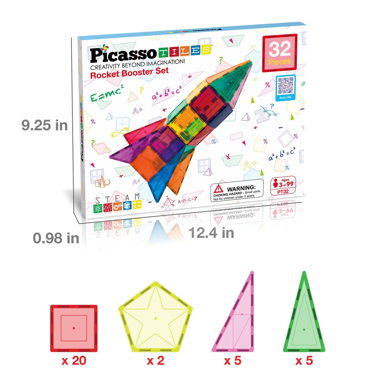 PicassoTiles - PicassoTiles 32pc Rocket Magnetic Tile Building Set