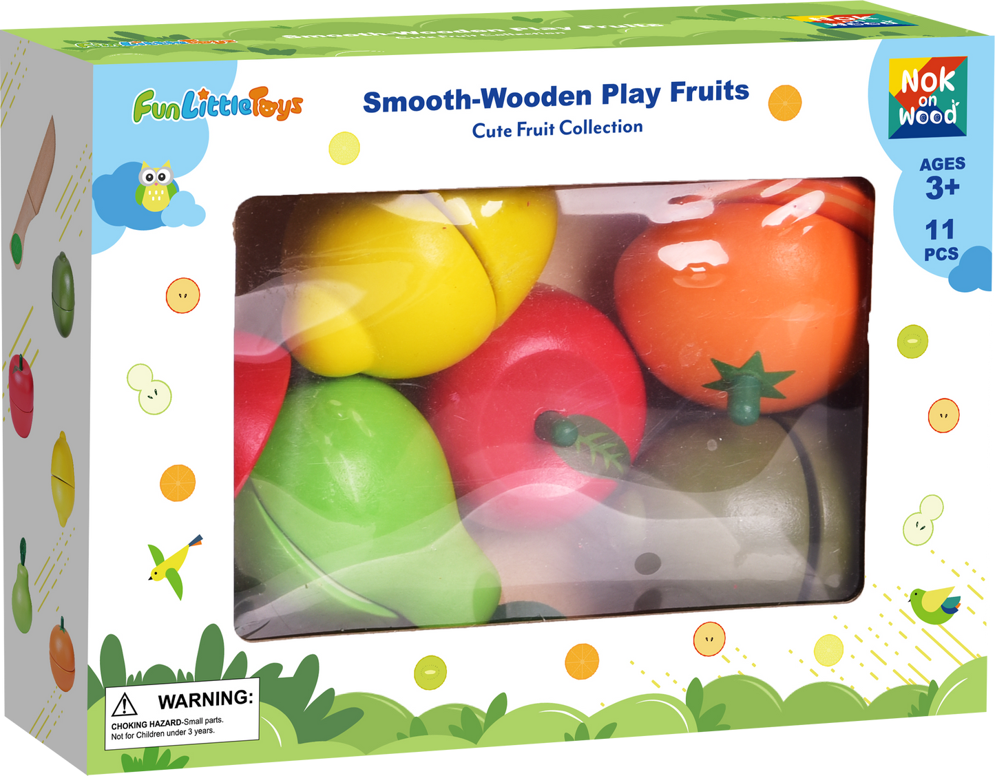 Fun Little Toys - 11 Pcs Wooden Pretend-Play Fruit Cutting Set for Kid Toys - Fun Little Toys - Glee Garden