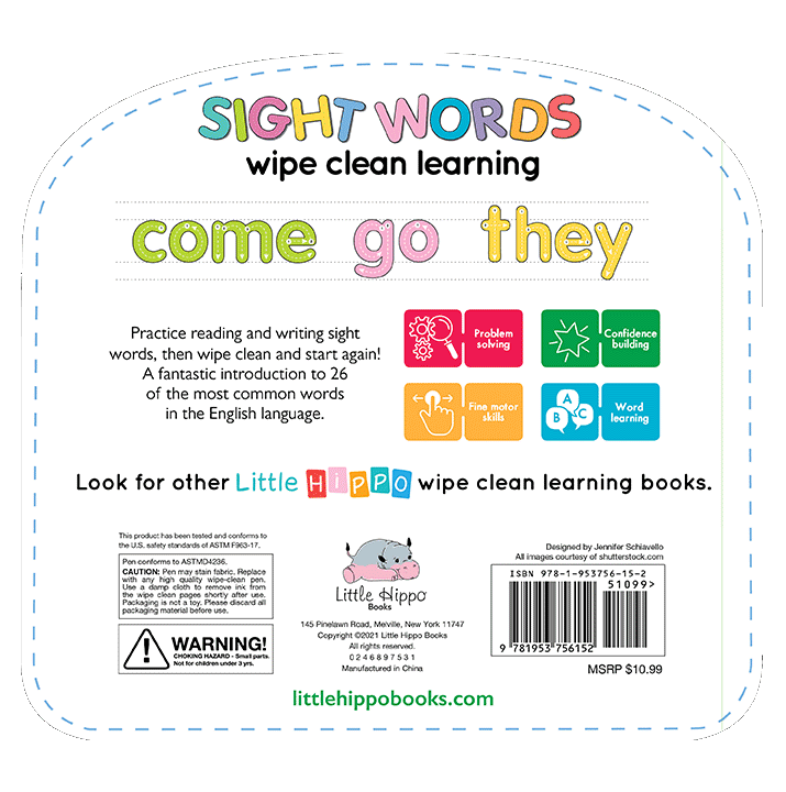 Write & Wipe Sight Words - Little Hippo Books - Glee Garden