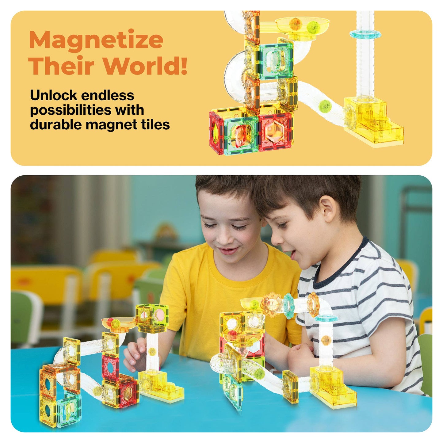PicassoTiles - 100pc Travel Size Magnetic Marble Run Set - PicassoTiles - Glee Garden