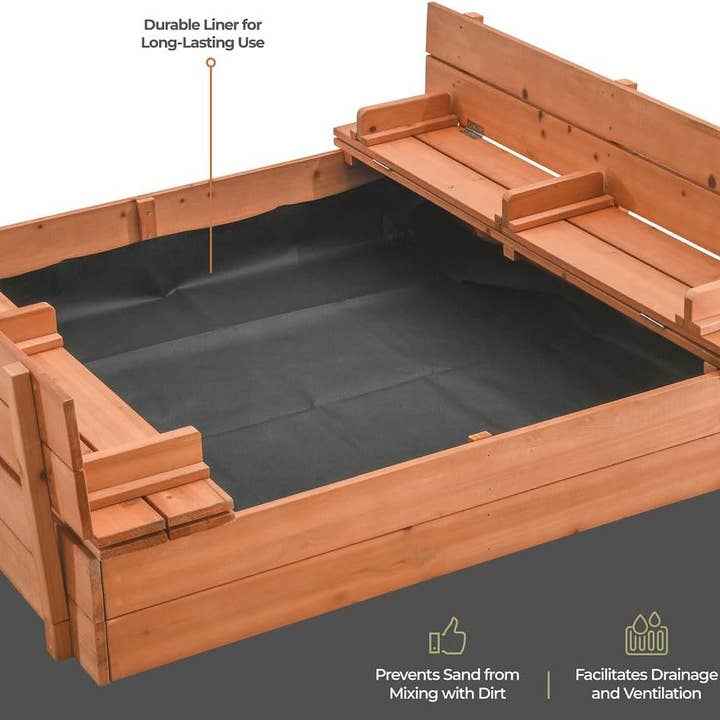 Large Wooden Kids Sandbox with Lid - Play22 - Glee Garden