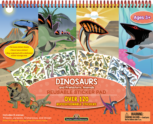 Teacher Created Resources - Dinosaurs and Prehistoric Animals Reusable Large Sticker Pad