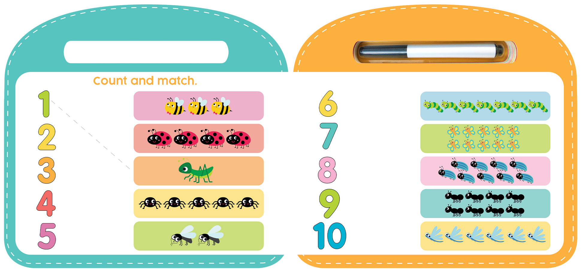 Write & Wipe 123 - Illustrated - Little Hippo Books - Glee Garden