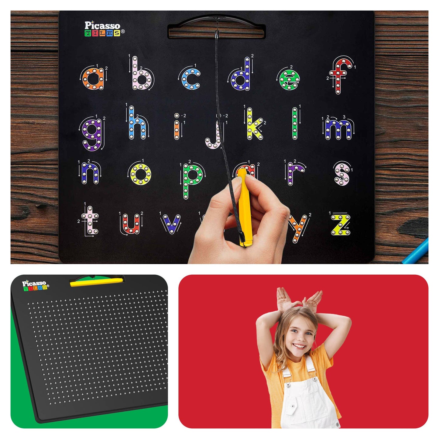 PicassoTiles - PicassoTiles Double-Sided Magnetic Drawing Tablet Pad