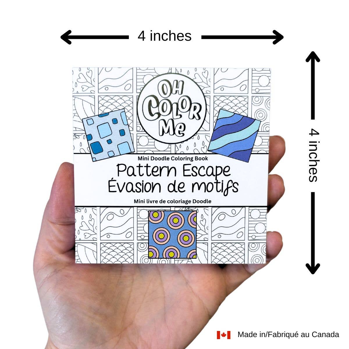 Oh Color Me - Mini Coloring Book Pattern Escape, 4"x4", Small Gifts - Canadian Brand