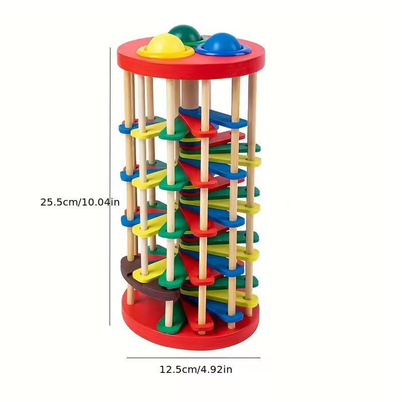 Wooden Ball Track Roller Pound Game - Ideal for Cognitive Development and Motor Skills Enhancement