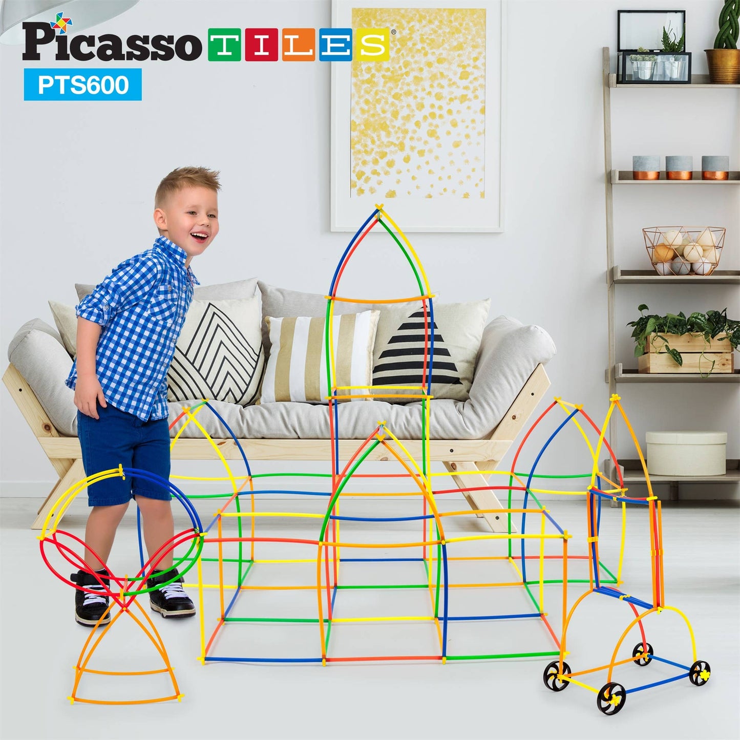PicassoTiles - PicassoTiles 600pc Straw Building Set