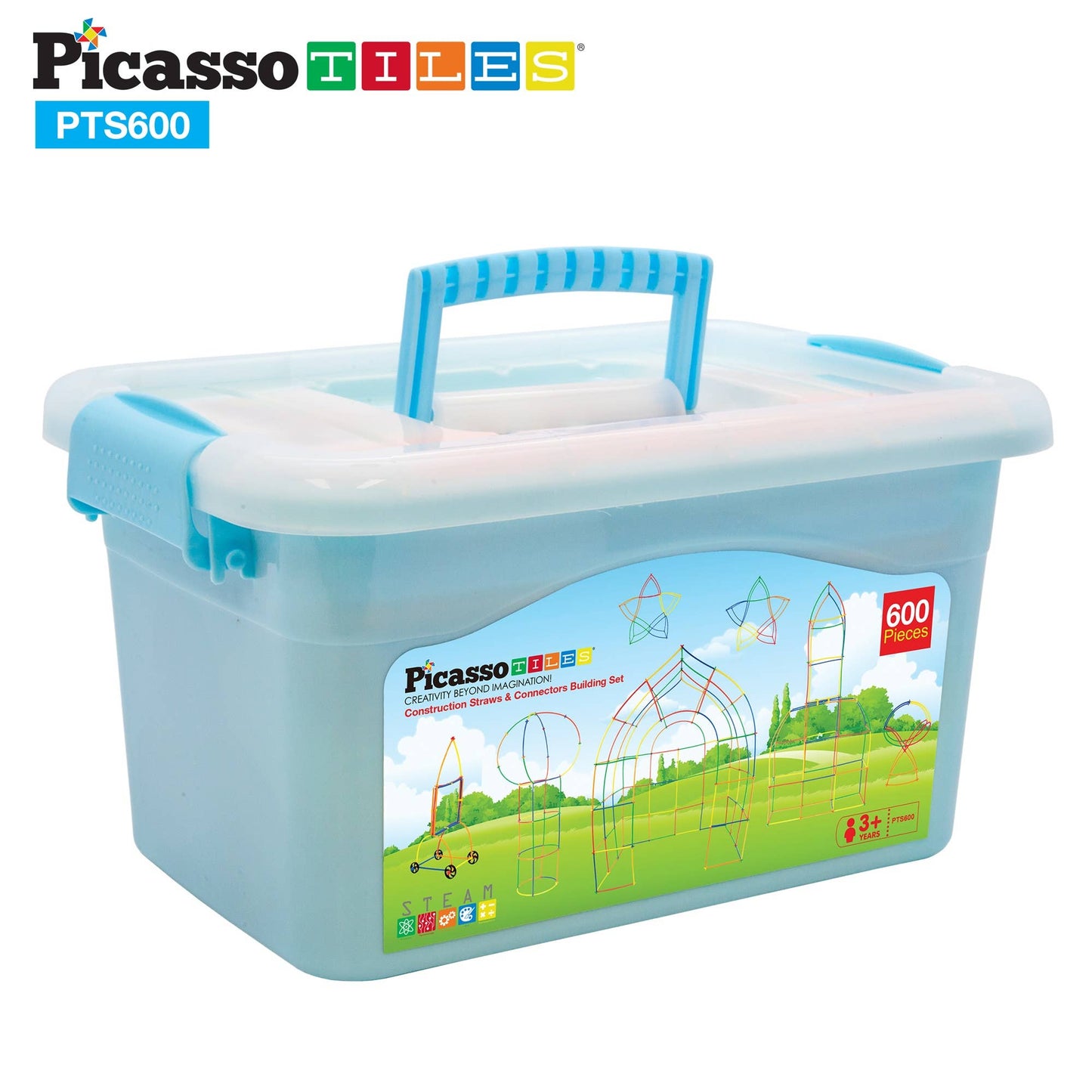 PicassoTiles - PicassoTiles 600pc Straw Building Set