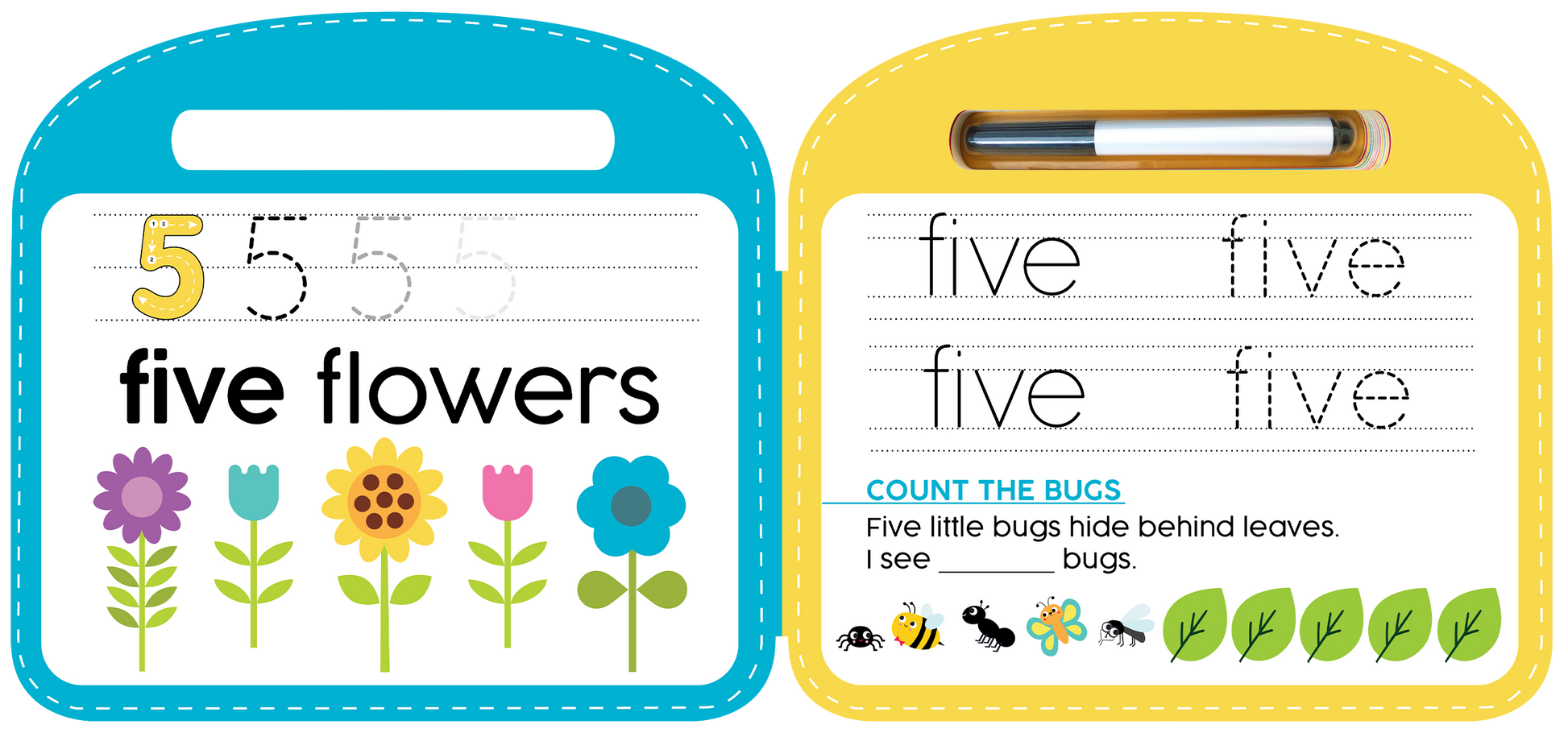 Write & Wipe 123 - Illustrated - Little Hippo Books - Glee Garden