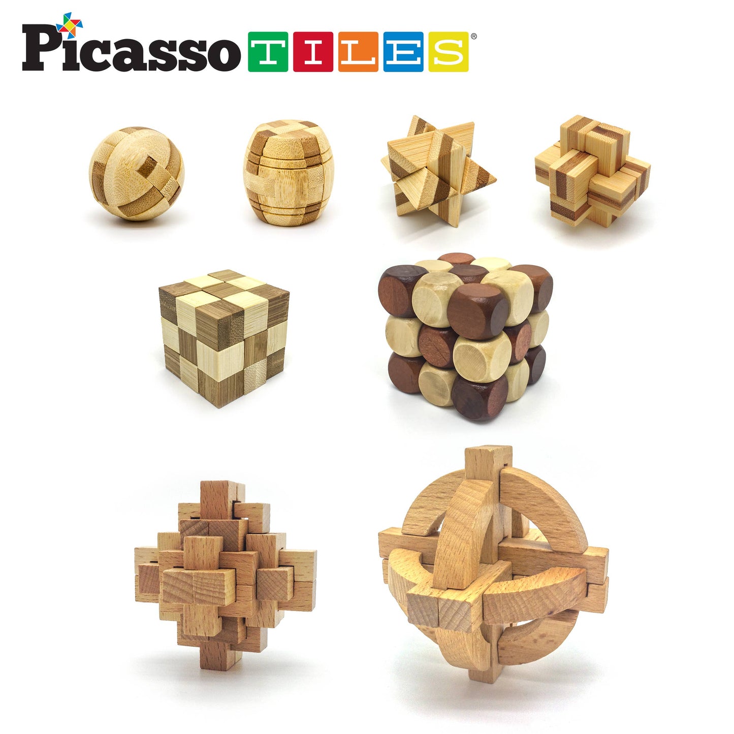 PicassoTiles - PicassoTiles 8PK Wooden Logic Puzzle
