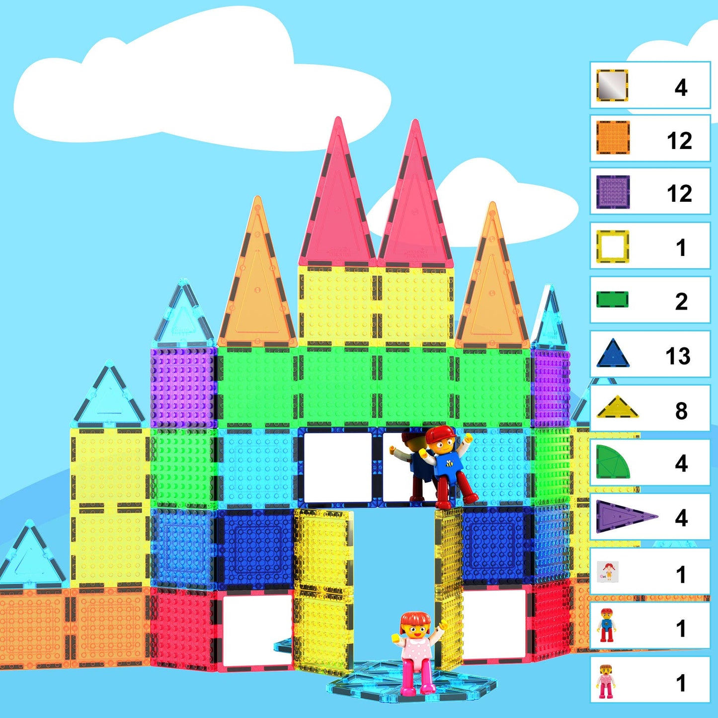 PicassoTiles - PicassoTiles 63pc Brick & Magnetic Tile Building Set