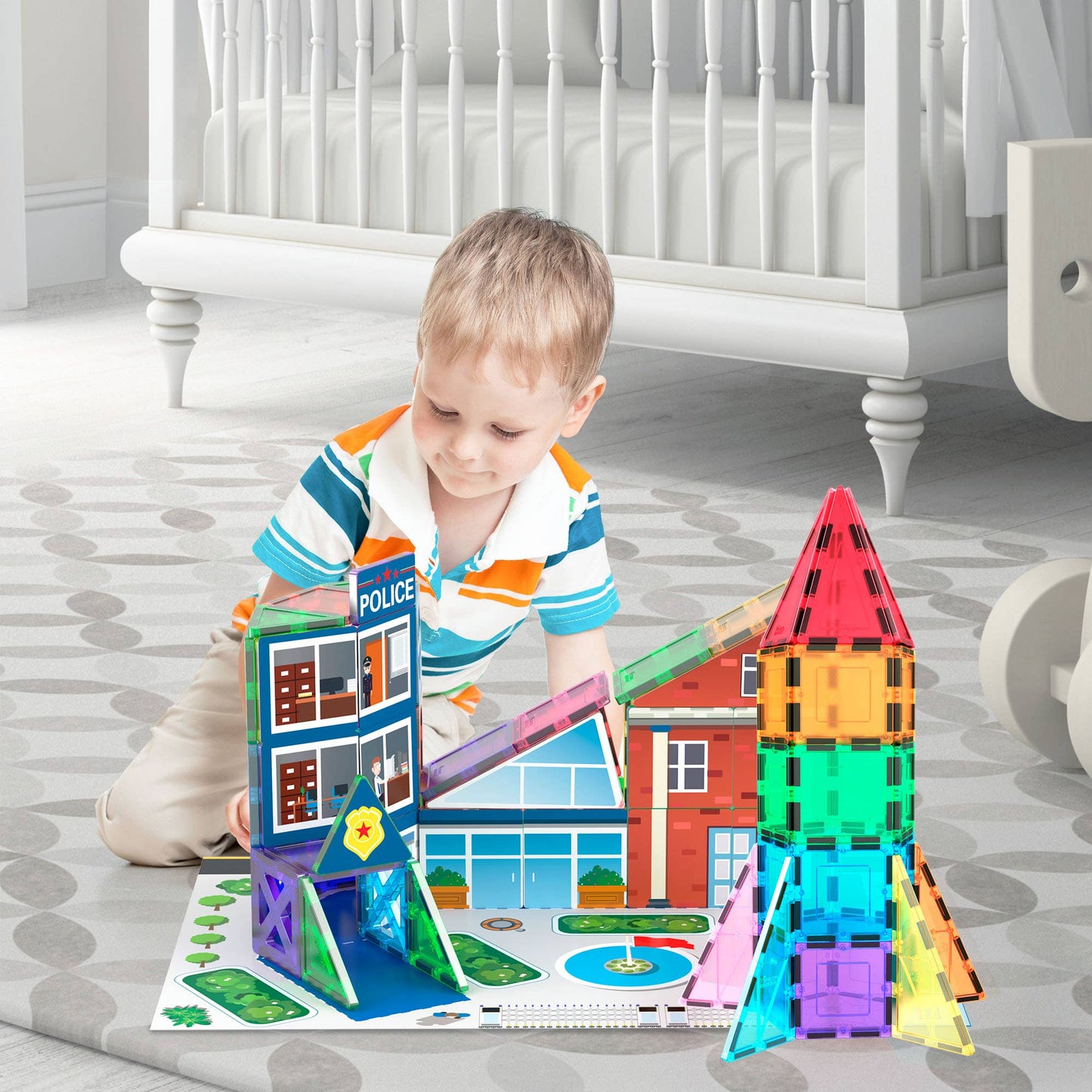 PicassoTiles - PicassoTiles 32pc Rocket Magnetic Tile Building Set