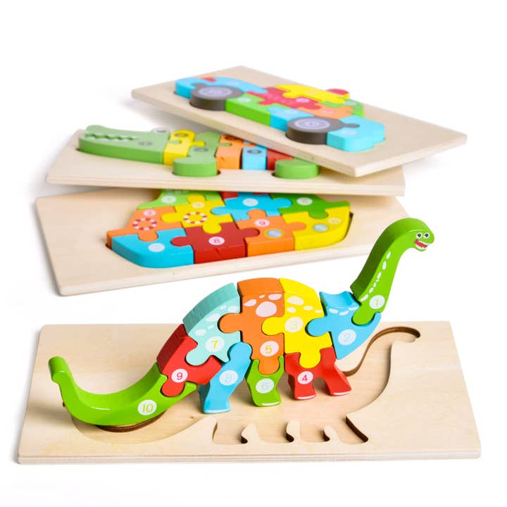 4-Pack Wooden Puzzles For Toddlers Age 2-4 Years Old - Fun Little Toys - Glee Garden