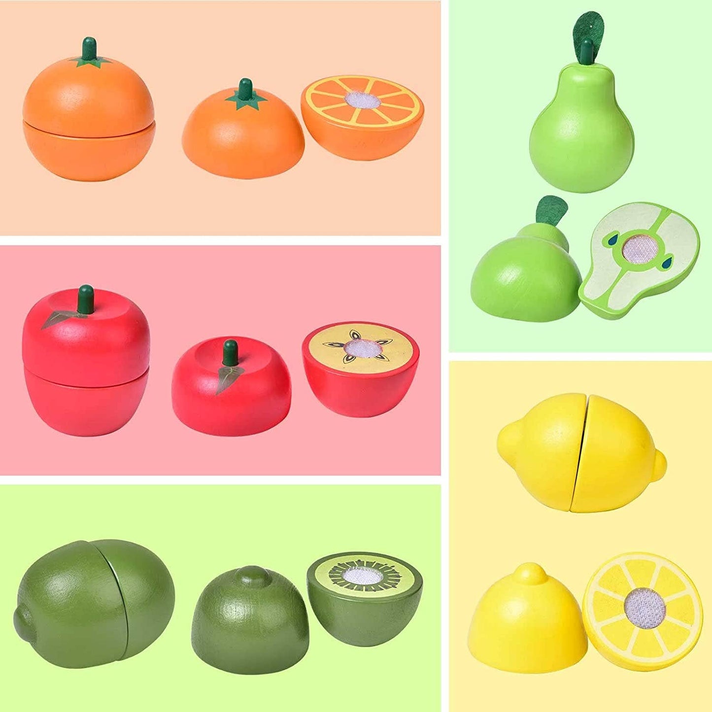 Fun Little Toys - 11 Pcs Wooden Pretend-Play Fruit Cutting Set for Kid Toys - Fun Little Toys - Glee Garden