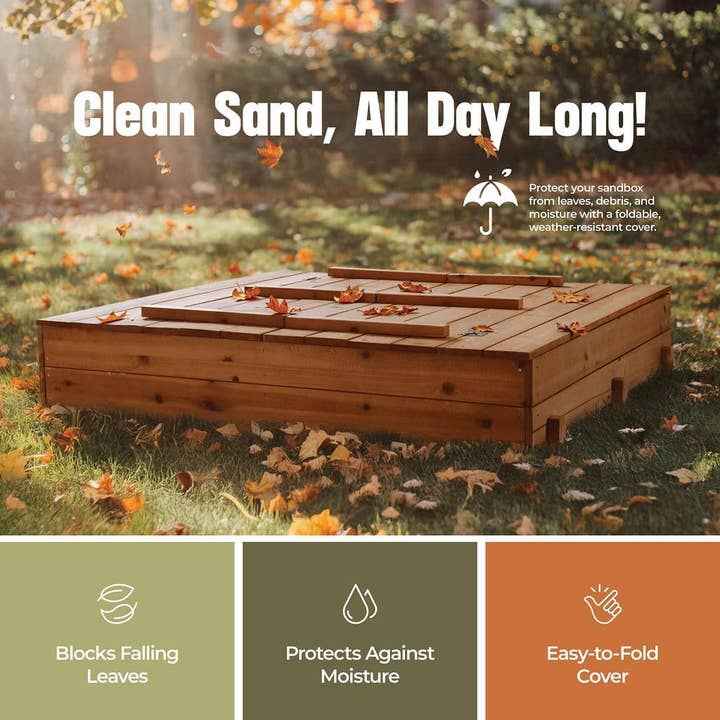 Large Wooden Kids Sandbox with Lid - Play22 - Glee Garden