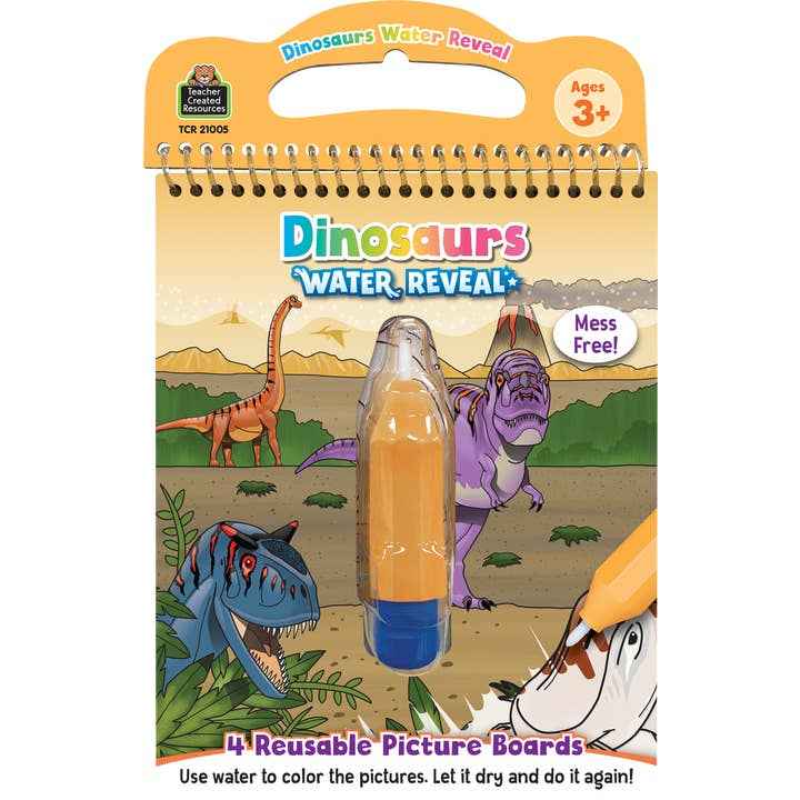 Dinosaur Water Reveal Mess-Free Coloring Book 4 Reusable Boards - Teacher Created Resources - Glee Garden