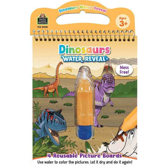 Dinosaur Water Reveal Mess-Free Coloring Book 4 Reusable Boards - Teacher Created Resources - Glee Garden