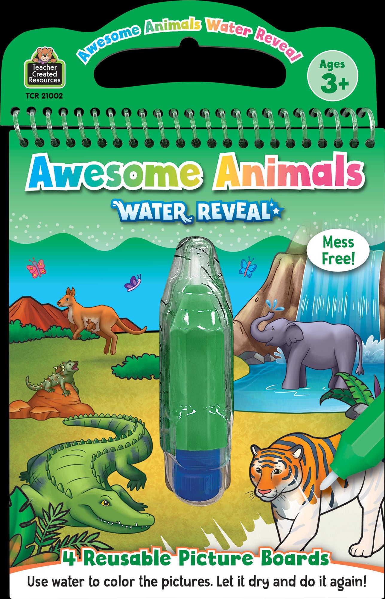 Awesome Animals Water Reveal Reusable Picture Boards Mess-Free Coloring - Teacher Created Resources - Glee Garden